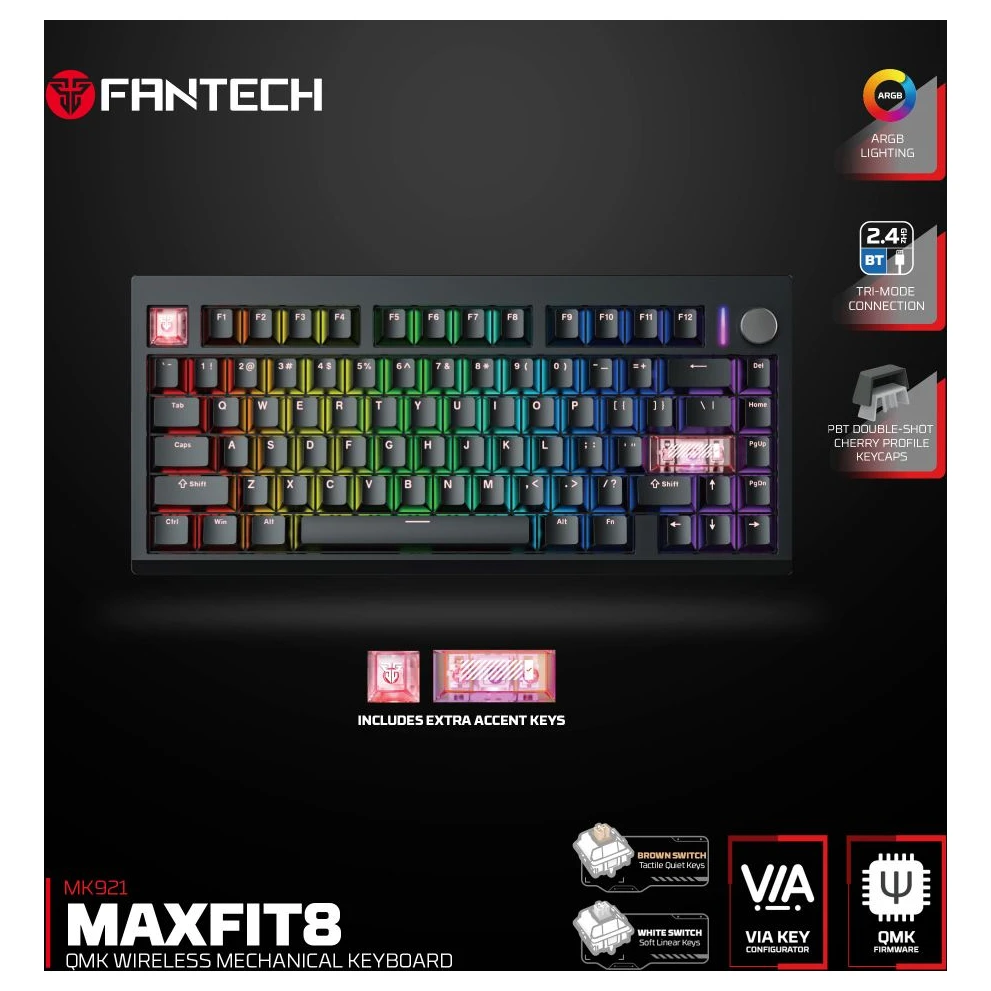 Fantech MK921 Maxfit 8 (brown switch) mehanička bežična gejmerska tastatura rna