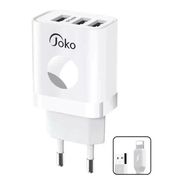 Konfulon JK72 2xUSB (206617) kućni punjač 12W 5V 2.4A+kabl USB A (muški) na Lightning USB (muški) beli