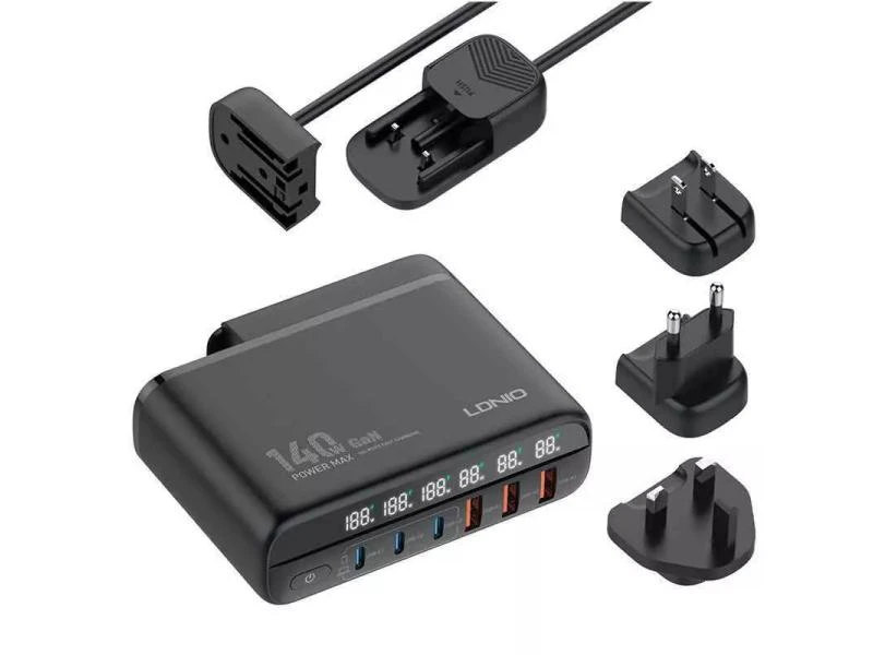 LDNIO A6140C GaN kućni punjač sa adapterima 140W+kabl tip C na tip C
