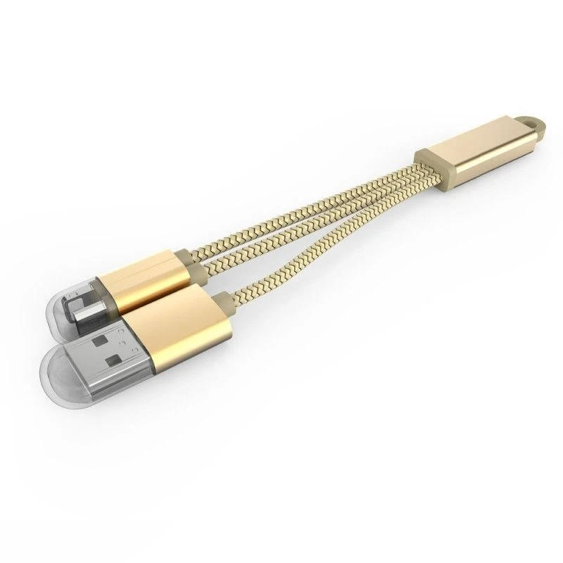 LDNIO LC89 kabl za punjač sa priveskom USB A (muški) na micro USB/lightning (muški) zlatni