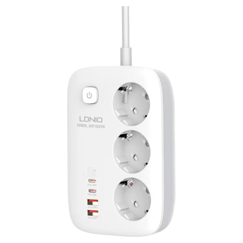 LDNIO SE3436 (219676) beli produžni kabl sa 3 utičnice + 2xUSB tip A + 2xUSB tip C 2m