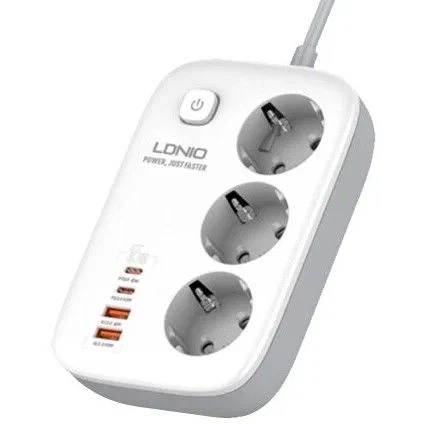 LDNIO SE3436 EU produžni kabl sa prekidačem 3 utičnice+2xUSB A+2xUSB C beli 2m