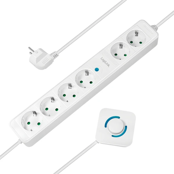 Logilink LPS271 beli produžni kabl sa nožnim prekidačem 6 utičnica 16A 230V 1.5m