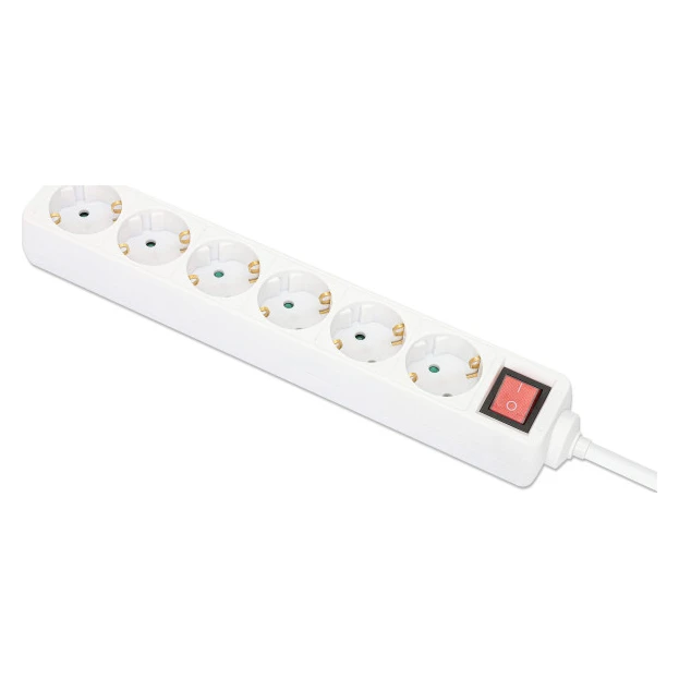 Manhattan (168335) beli produžni kabl sa prekidačem 6 utičnica 2m