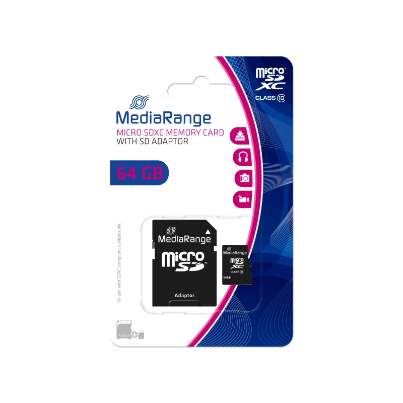 Mediarange 64GB (C10 MR955) memorijska kartica microSDXC class 10+adapter