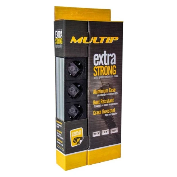 Multip (1001066) crni produžni kabl sa prekidačem 6 utičnica 10m