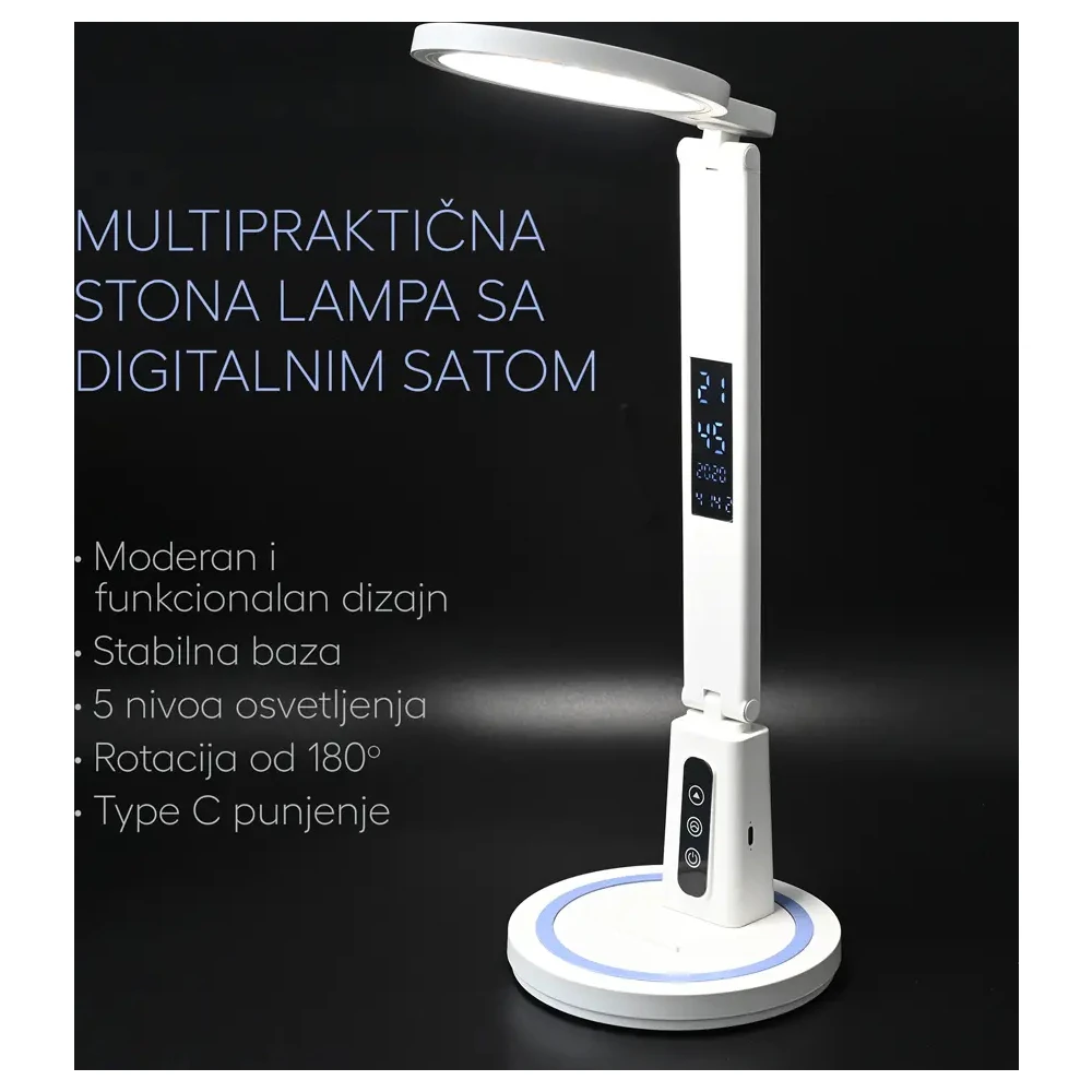 RED LED stona lampa bela