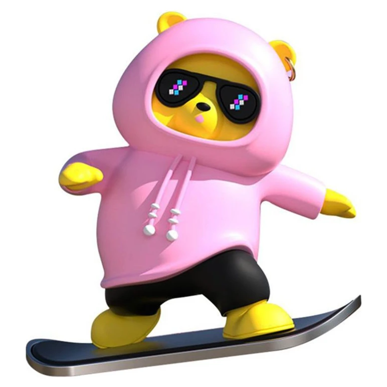 RED Snowboard Teddy auto igračka pink