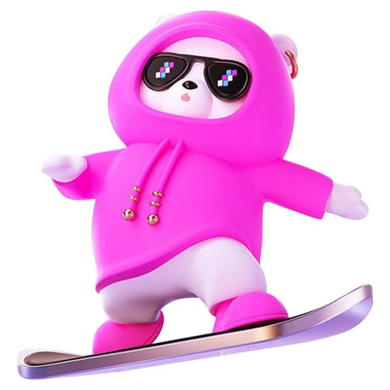 RED Snowboard Teddy auto igračka roza