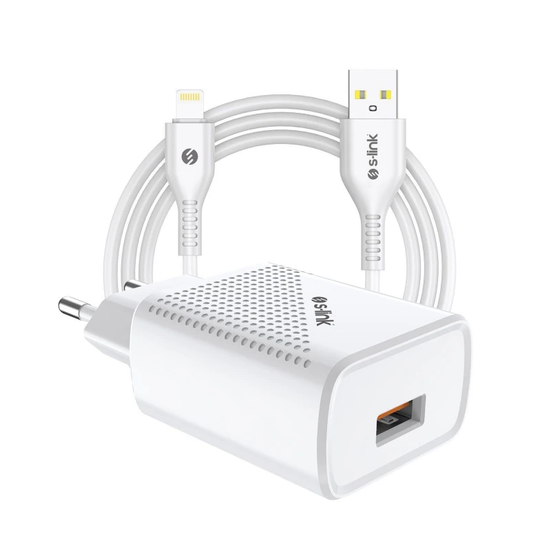 S-link SL-EC40L beli kućni punjač za telefon sa kablom lightning 12W 5V 2.4A