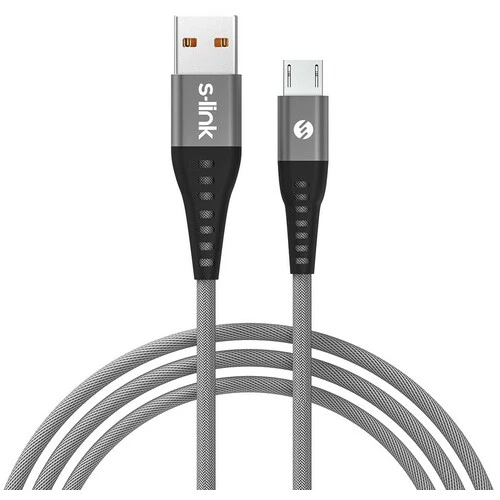 S-Link SL-STM60M srebrni kabl za punjac USB A (muški) na micro USB (muški) 3A 1m