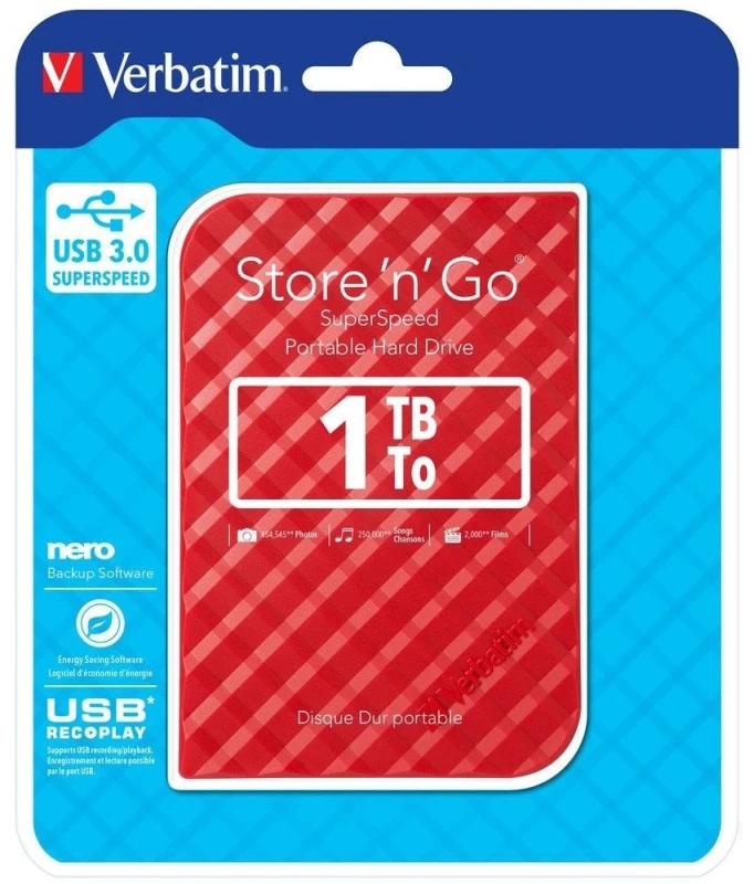 Verbatim StoreNgo II 1TB (53203) eksterni hard disk crveni