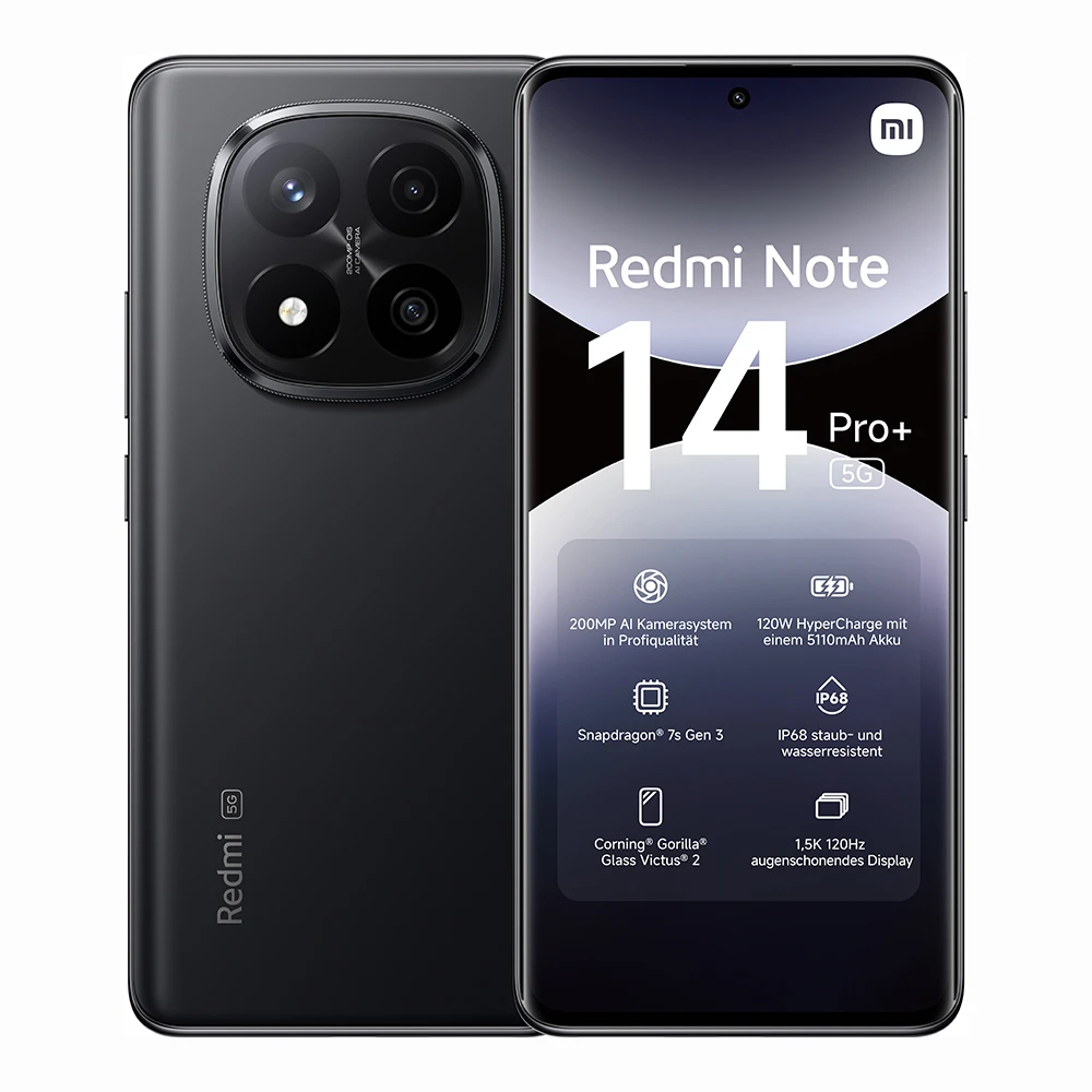Xiaomi Redmi Note 14 Pro+ 5G 8/256GB crni mobilni 6.67" Octa Core Snapdragon 7s Gen 3 8GB 256GB 200Mpx+8Mpx+2Mpx Dual Sim
