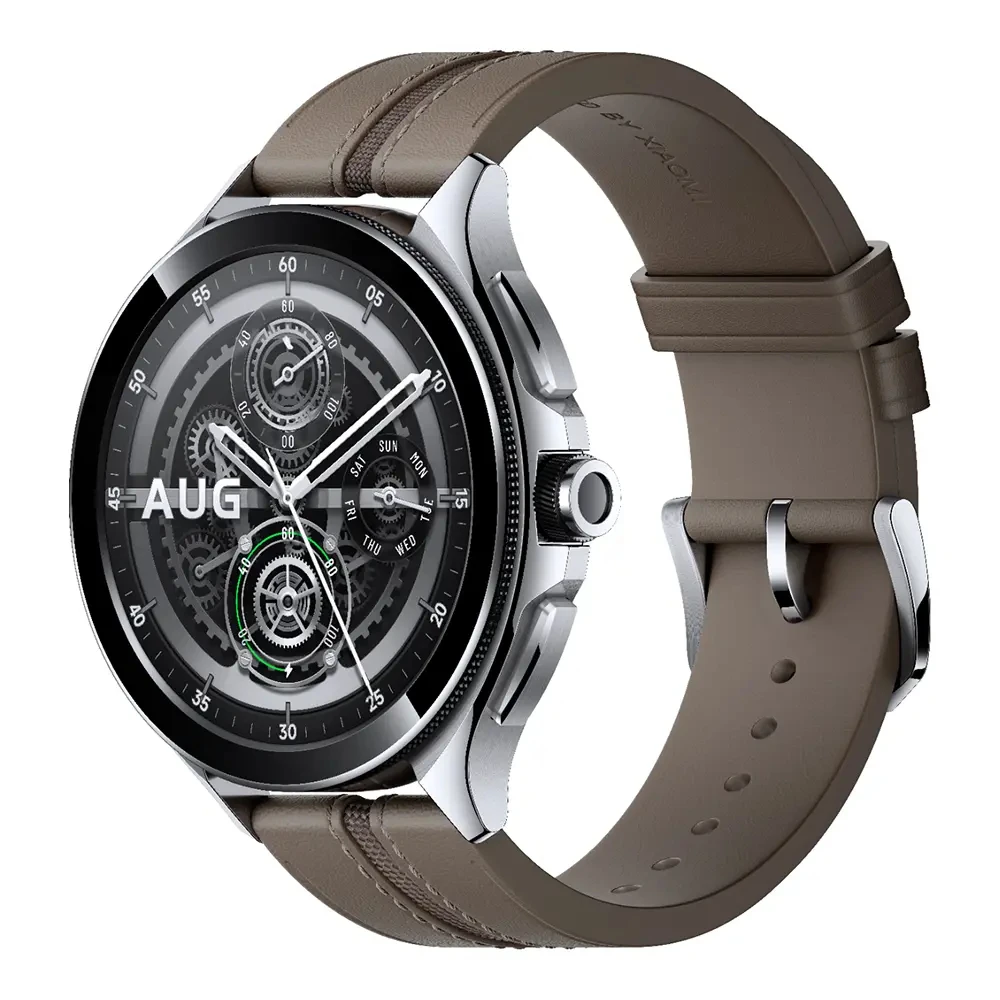 Xiaomi Watch 2 Pro pametni sat srebrni sa kožnom braon narukvicom