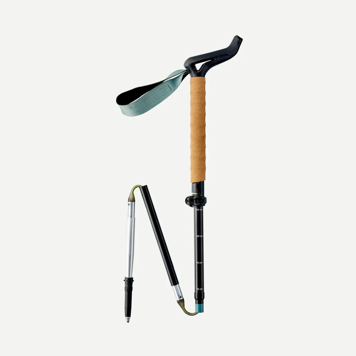 1 štap za treking MT900 izuzetno kompaktni ergonomski - crni