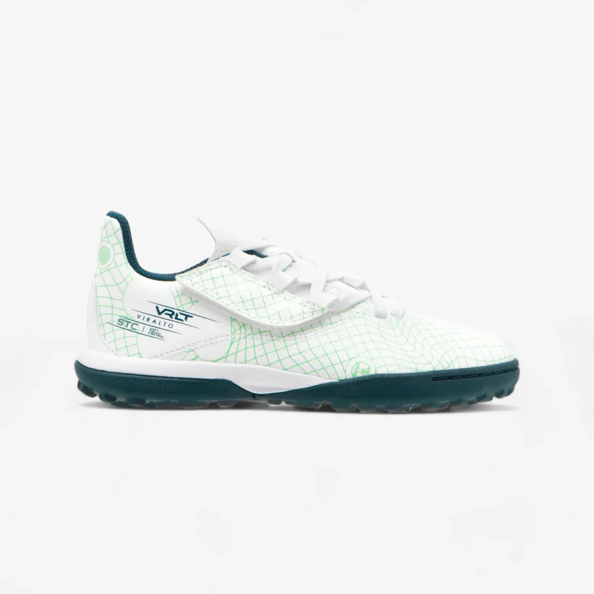 Belo-zelene dečje kopačke s čičak-trakom za fudbal VIRALTO I EASY TF