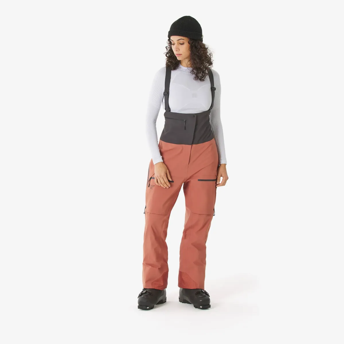 Braon ženske prozračne pantalone za slobodno skijanje FR900