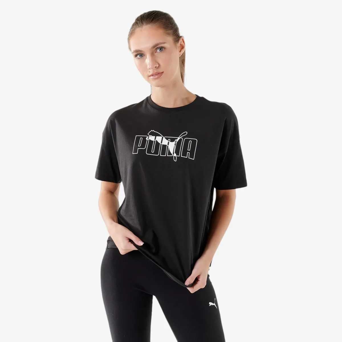 Crna ženska majica kratkih rukava za fitnes
