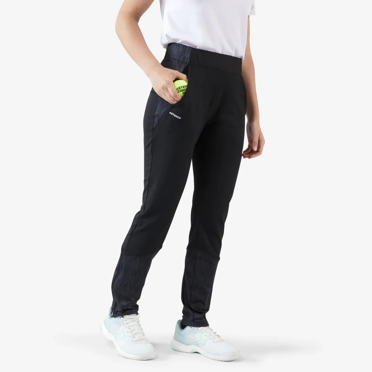 Crne ženske termo pantalone za tenis TH 500