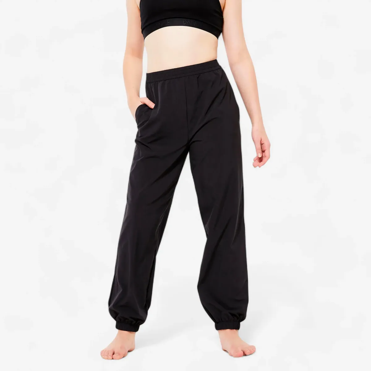 Crne pantalone sa širokim nogavicama za moderan ples za devojčice