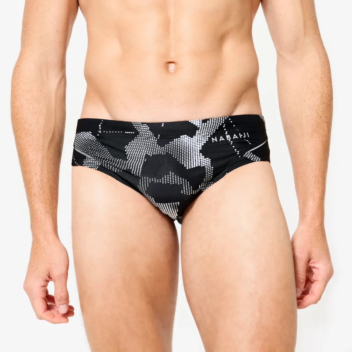 Crno-bele muške kupaće gaće SLIP900 PRINT ALL ACE
