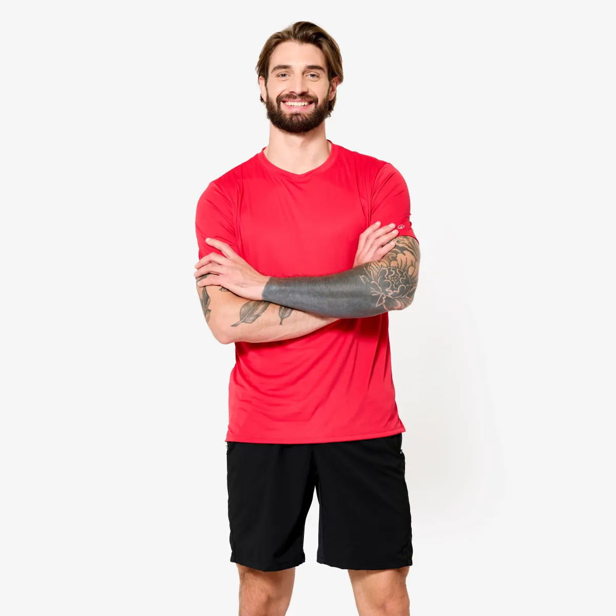 Crvena muška majica kratkih rukava za fitnes