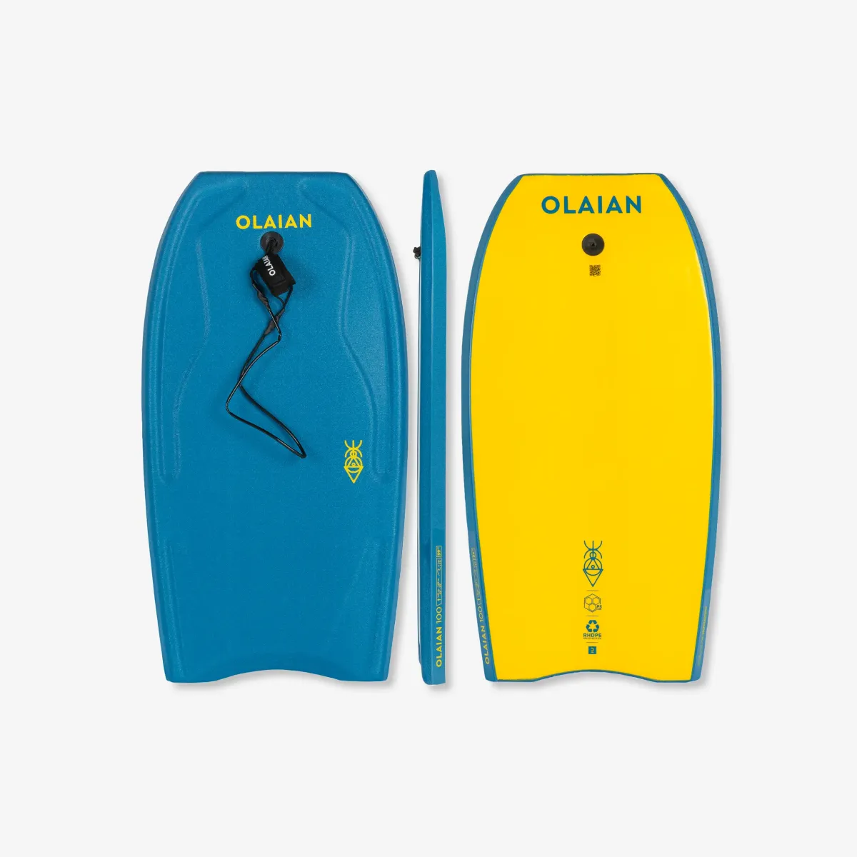 Daska za bodyboarding 100 sa uzicom za ručni zglob - plavo/žuta