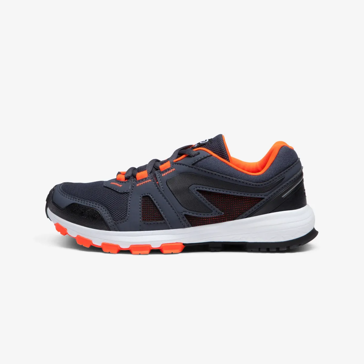 DEČJE PATIKE KIPRUN GRIP ZA TRČANJE I SPORT SIVO-CRNE NEON NARANDŽASTE