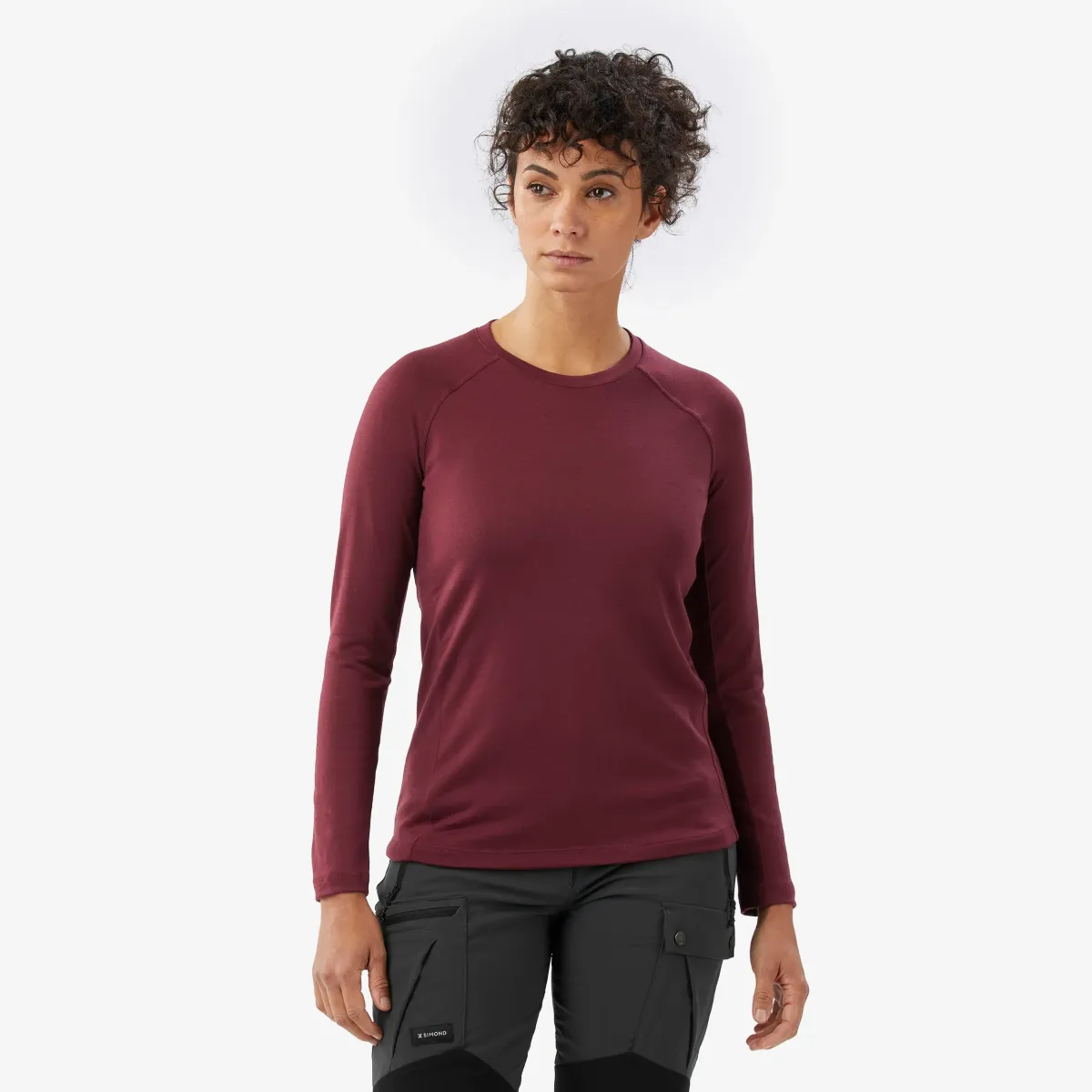 Ženska majica dugih rukava od merino vune, Merino Resist - bordo
