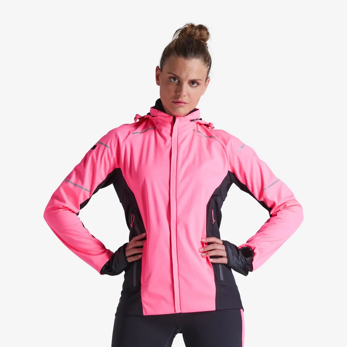 JAKNA KIPRUN WARM REGUL ZA TRČANJE ŽENSKA - FLUORESCENTNO ROZE