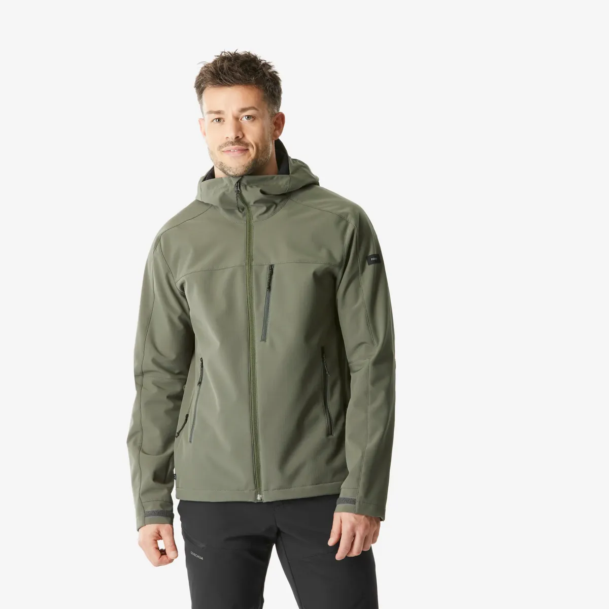 JAKNA SOFTSHELL WINDWARM 500 MUŠKA - KAKI