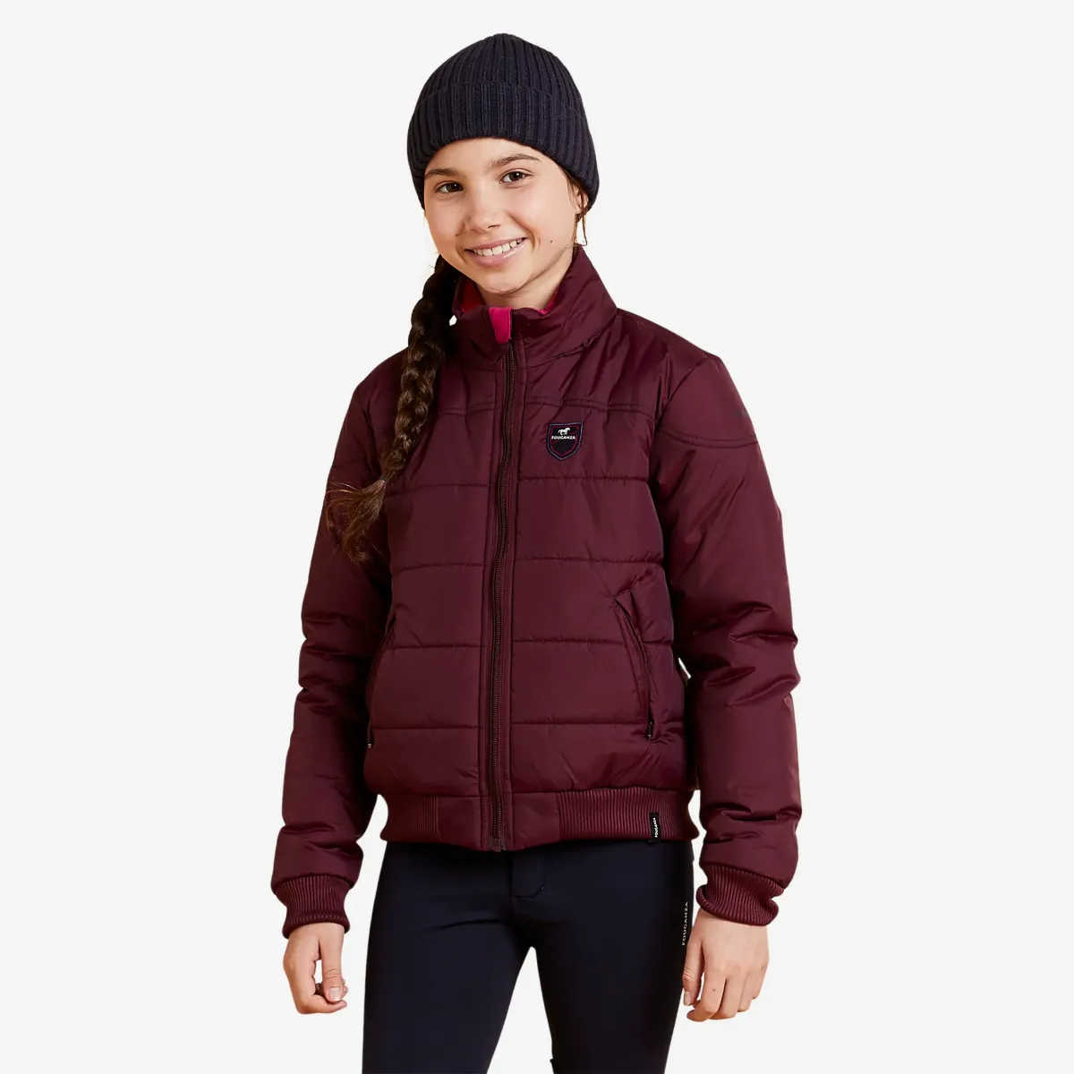 Jakna za jahanje WARM 500 dečja - bordo