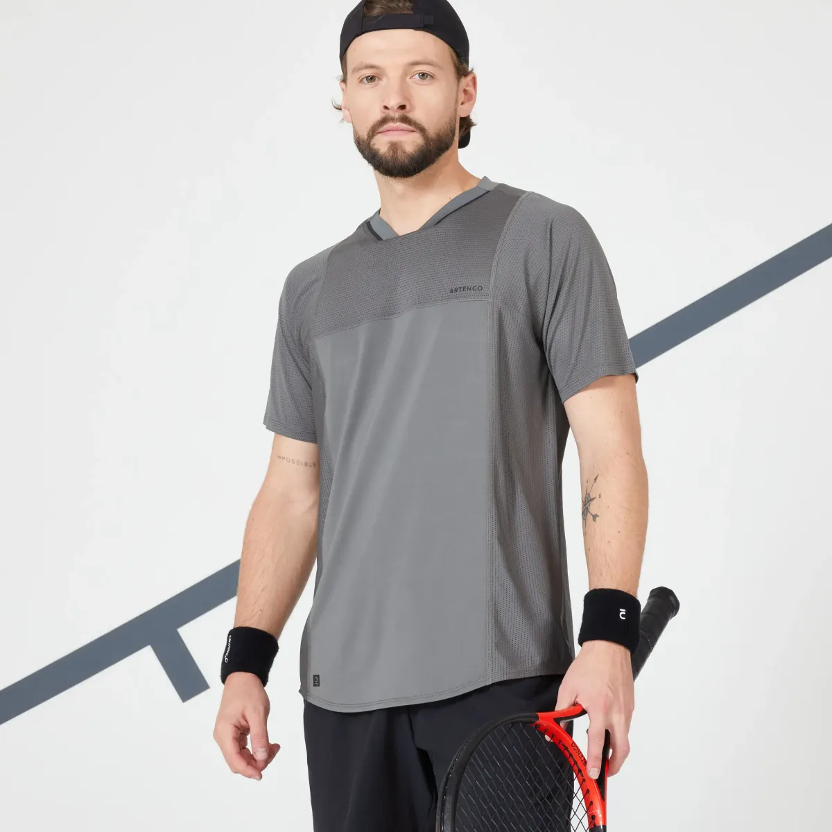 Kaki-crna muška majica za tenis DRY VN