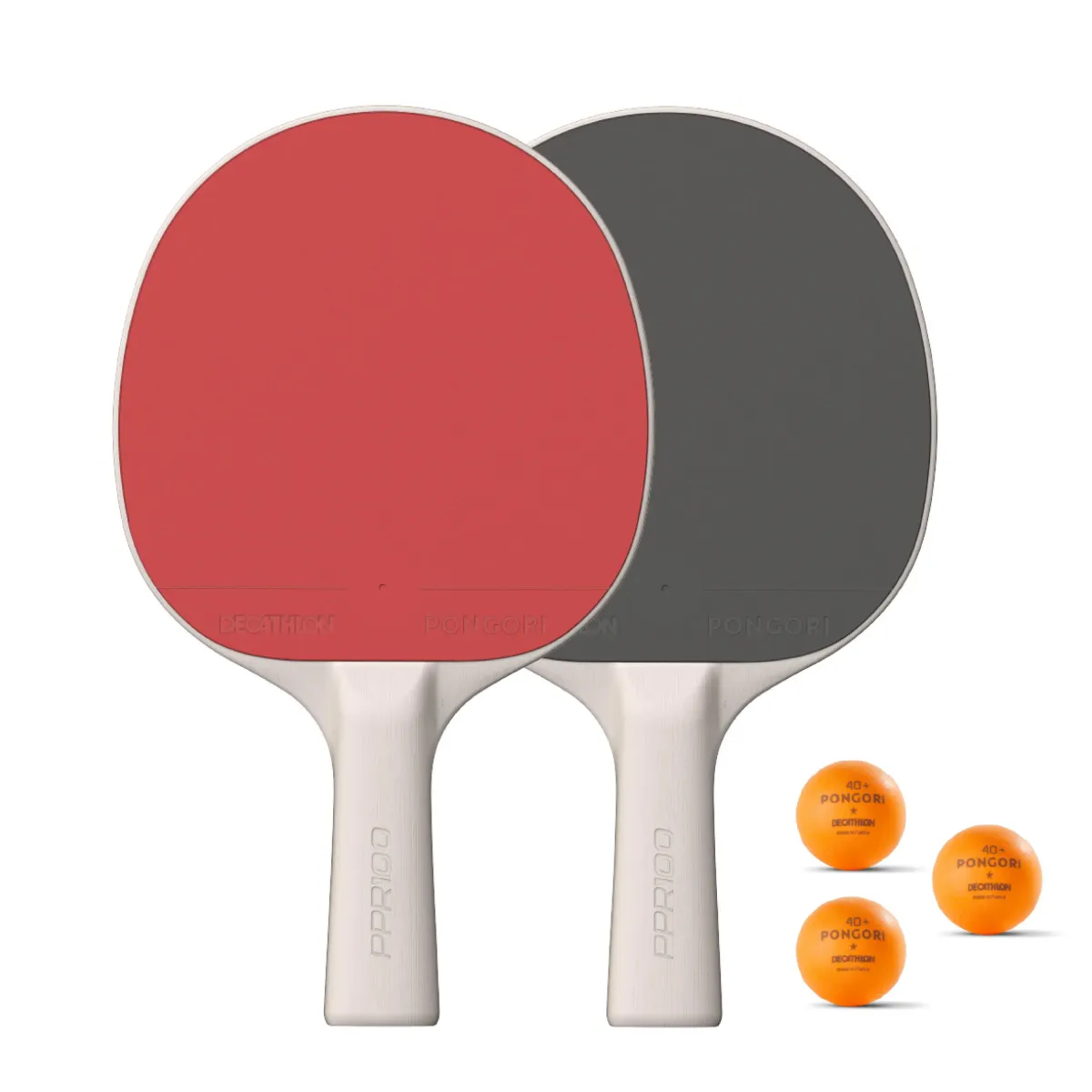 Komplet 2 reketa + 3 loptice za stoni tenis PPR 100