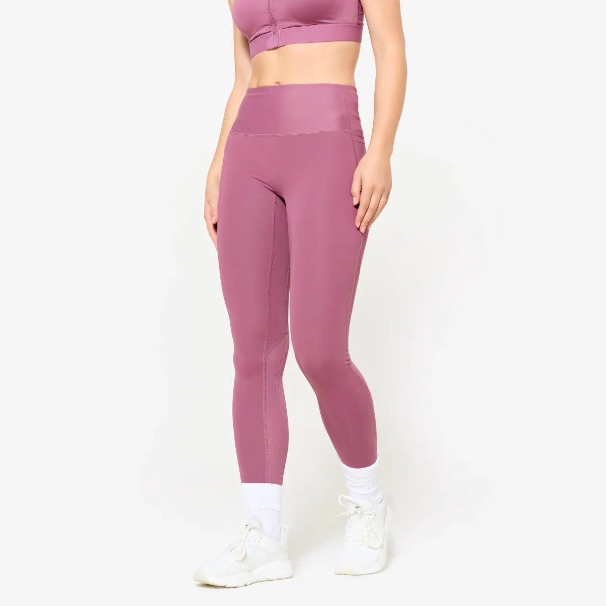 Ljubičaste ženske helanke visokog struka za fitnes