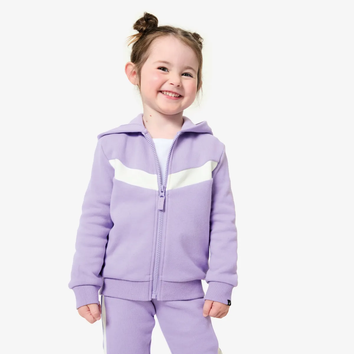 Ljubičasto-beli duks s rajsferšlusom za bebe