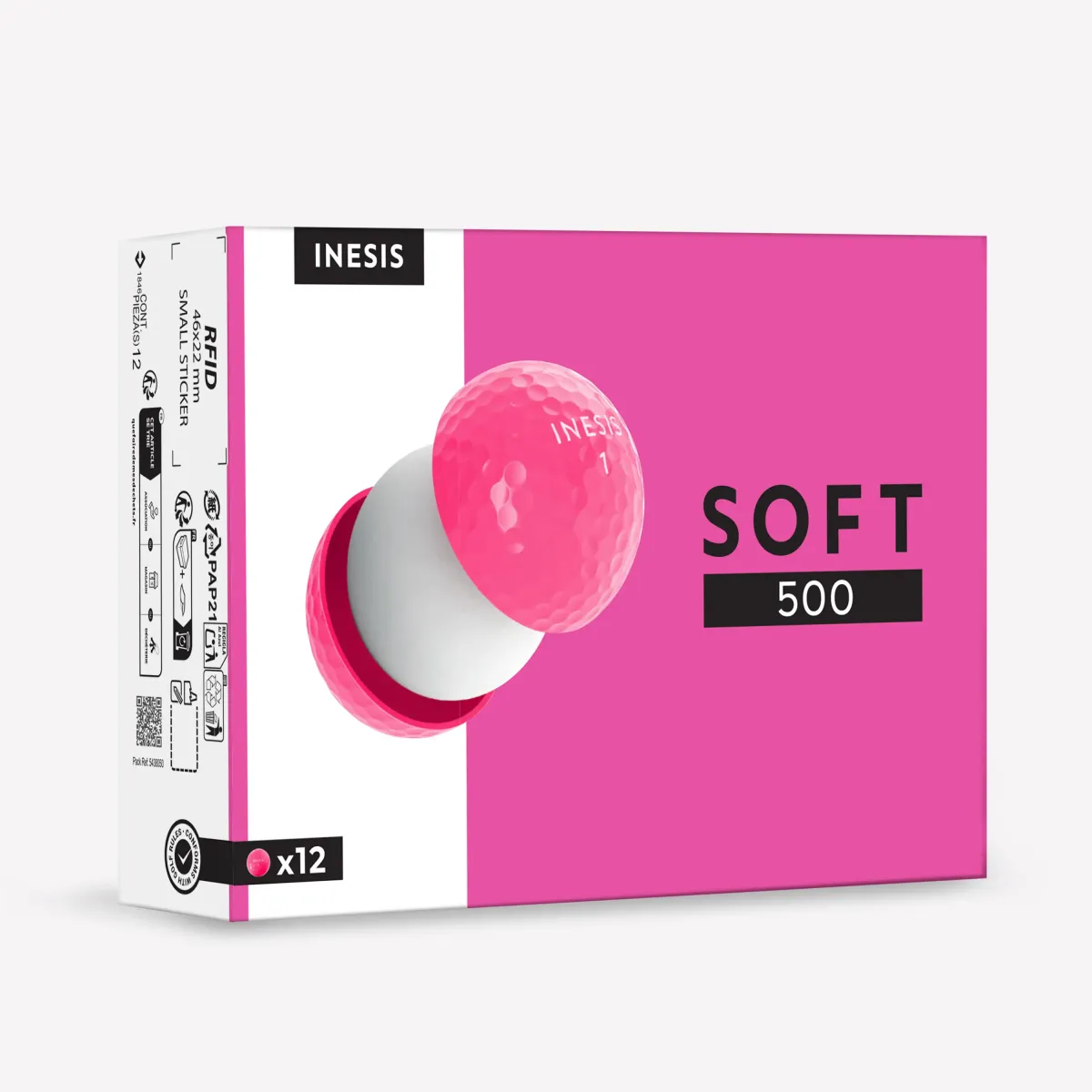LOPTICE ZA GOLF INESIS SOFT 500 RUŽIČASTE x 12 KOM