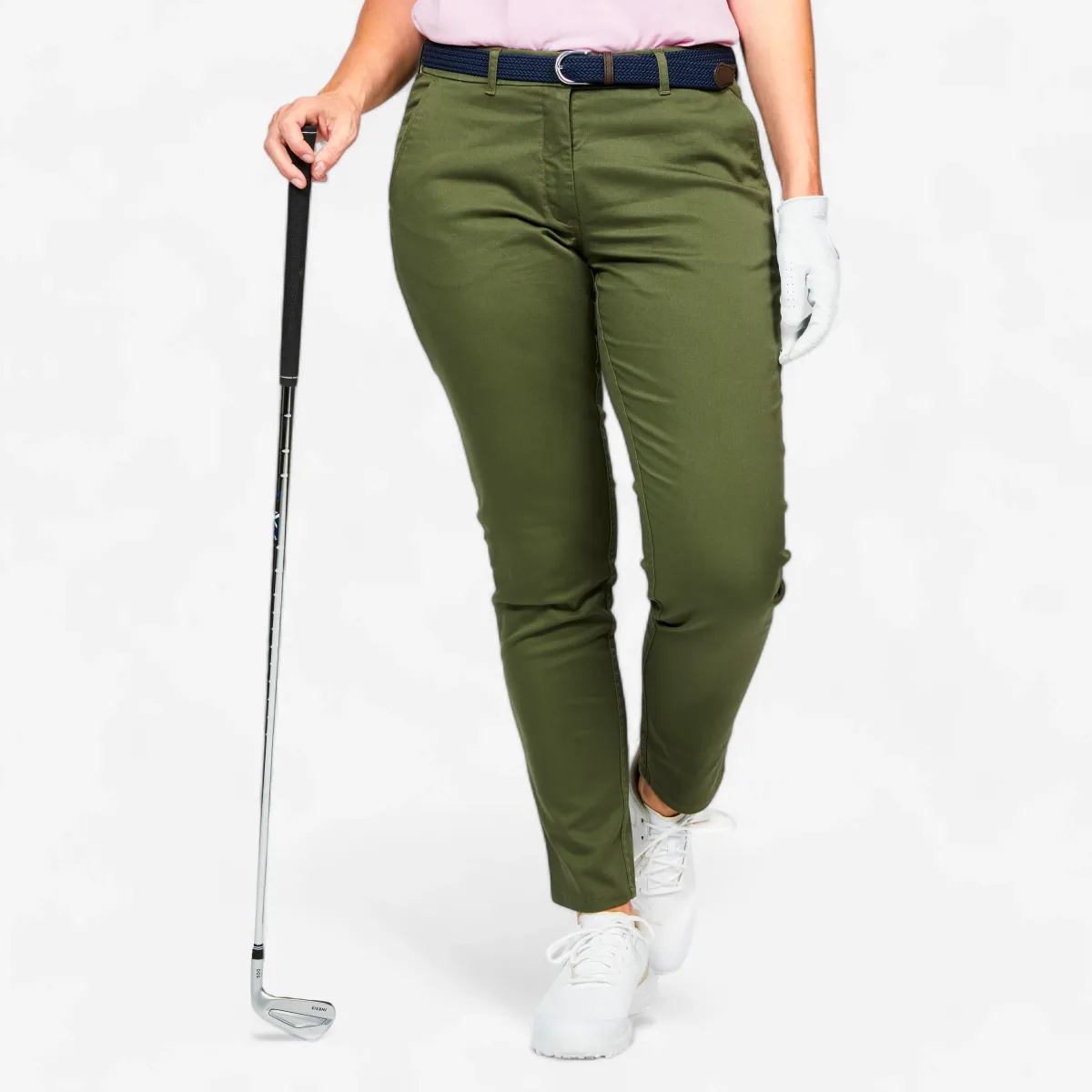 Pantalone za golf MW500 ženske chino pamučne