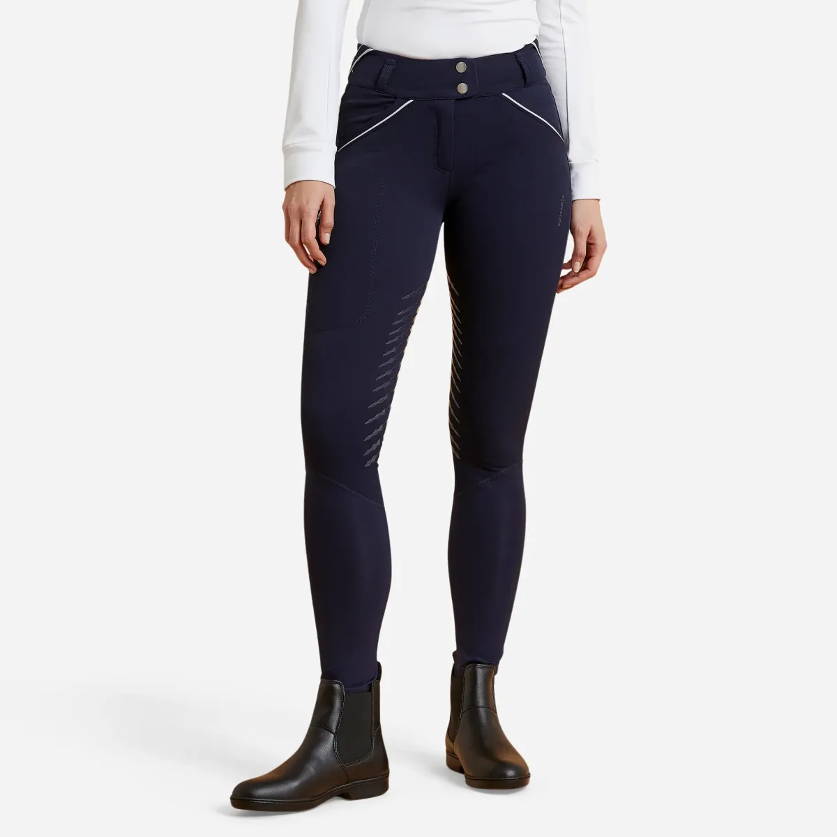 PANTALONE ZA JAHANJE 900 GRIP ŽENSKE KLASIČNE - MORNARSKO PLAVE