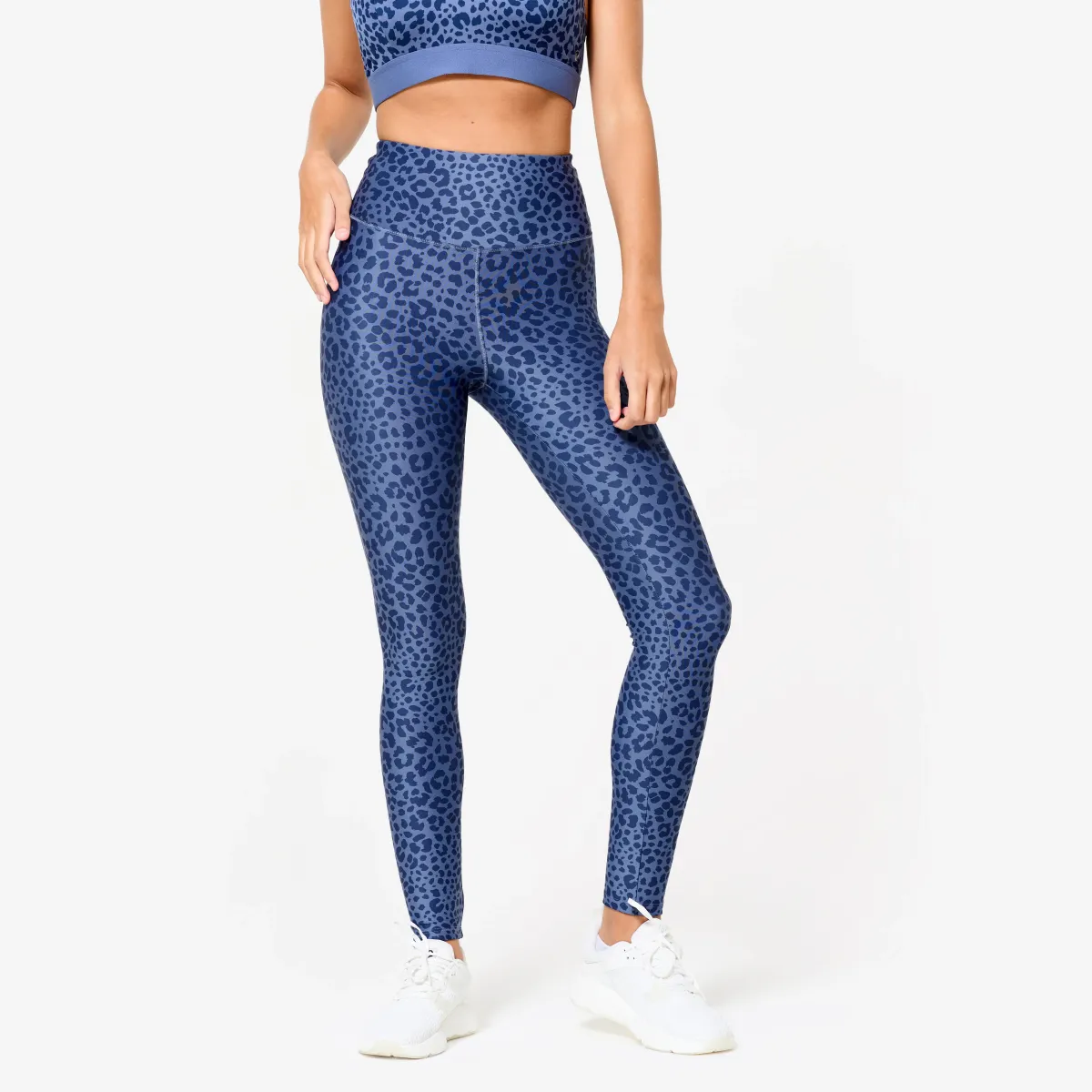 Plave s leopard printom ženske helanke visokog struka za fitnes