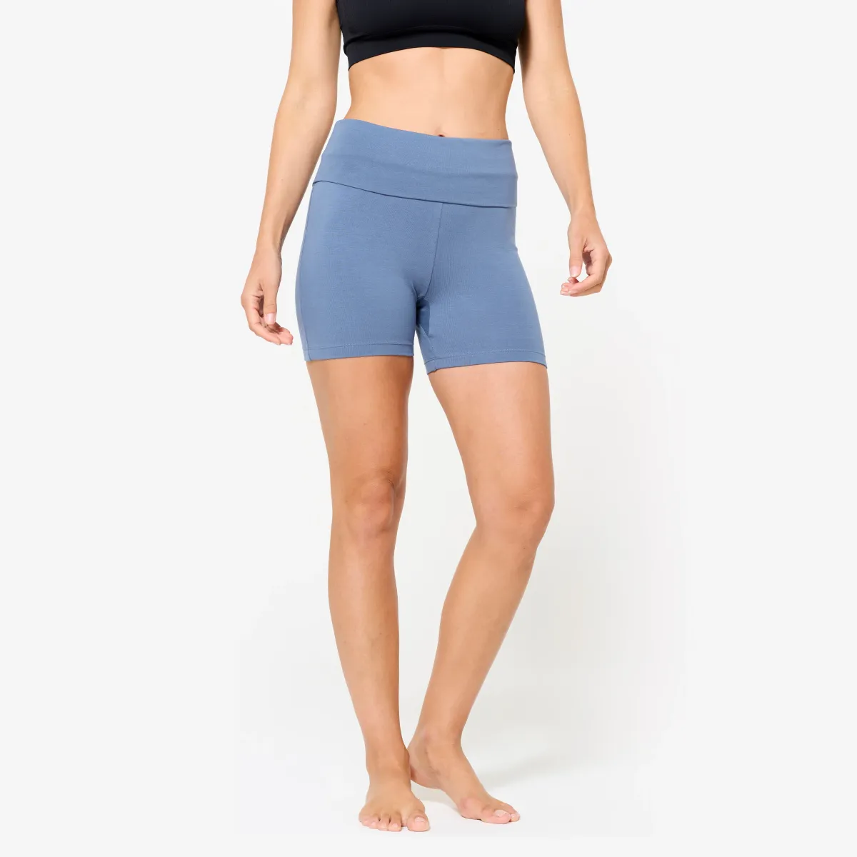 Plavi ženski šorts s visokim strukom za jogu