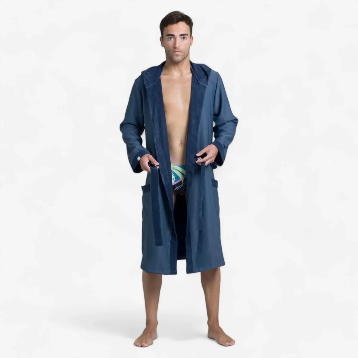 Plavi muški bademantil za bazen COMPACT