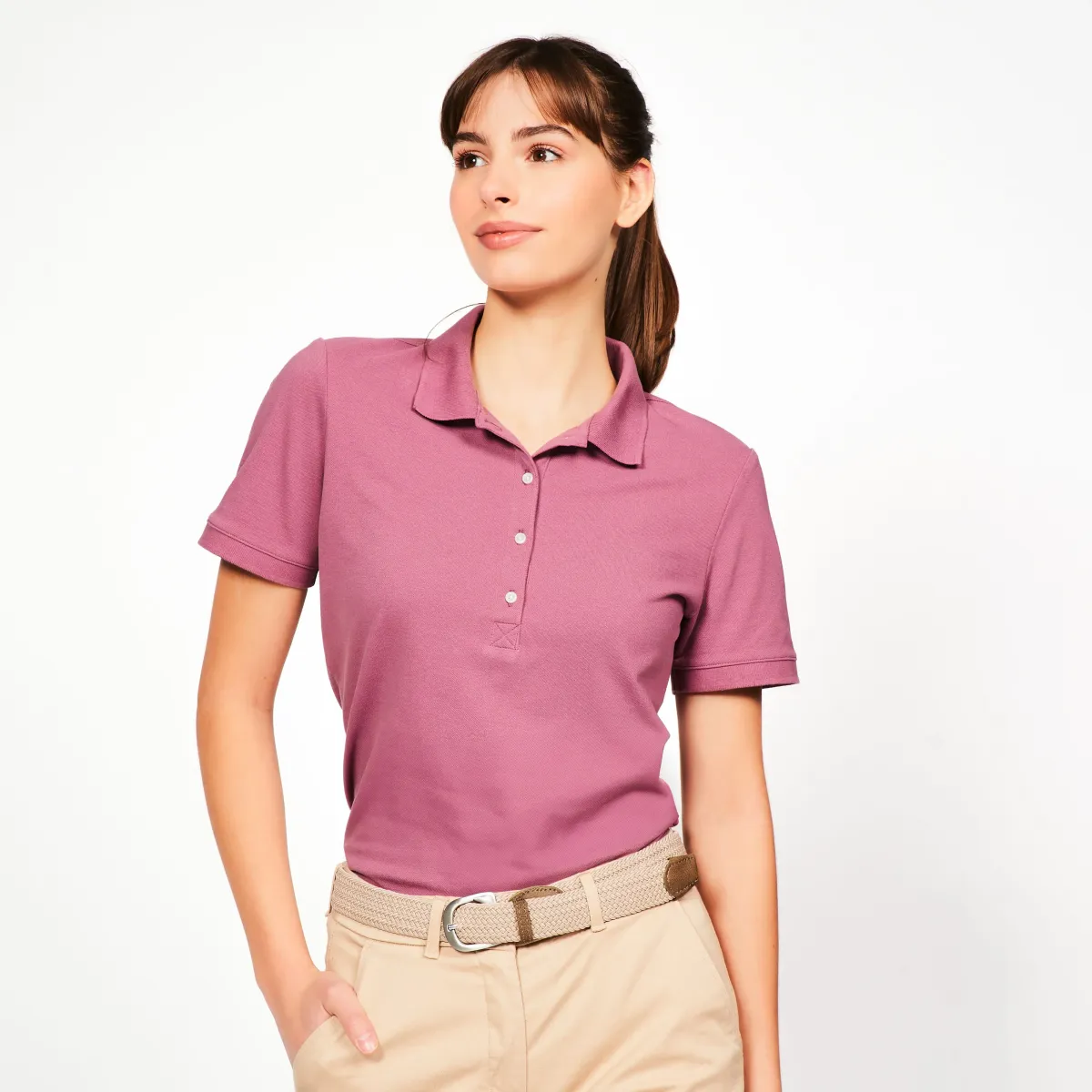 Polo majica za golf MW500 ženska kratkih rukava od poliestera i pamuka