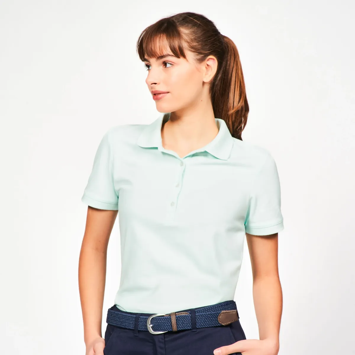 Polo majica za golf MW500 ženska kratkih rukava od poliestera i pamuka