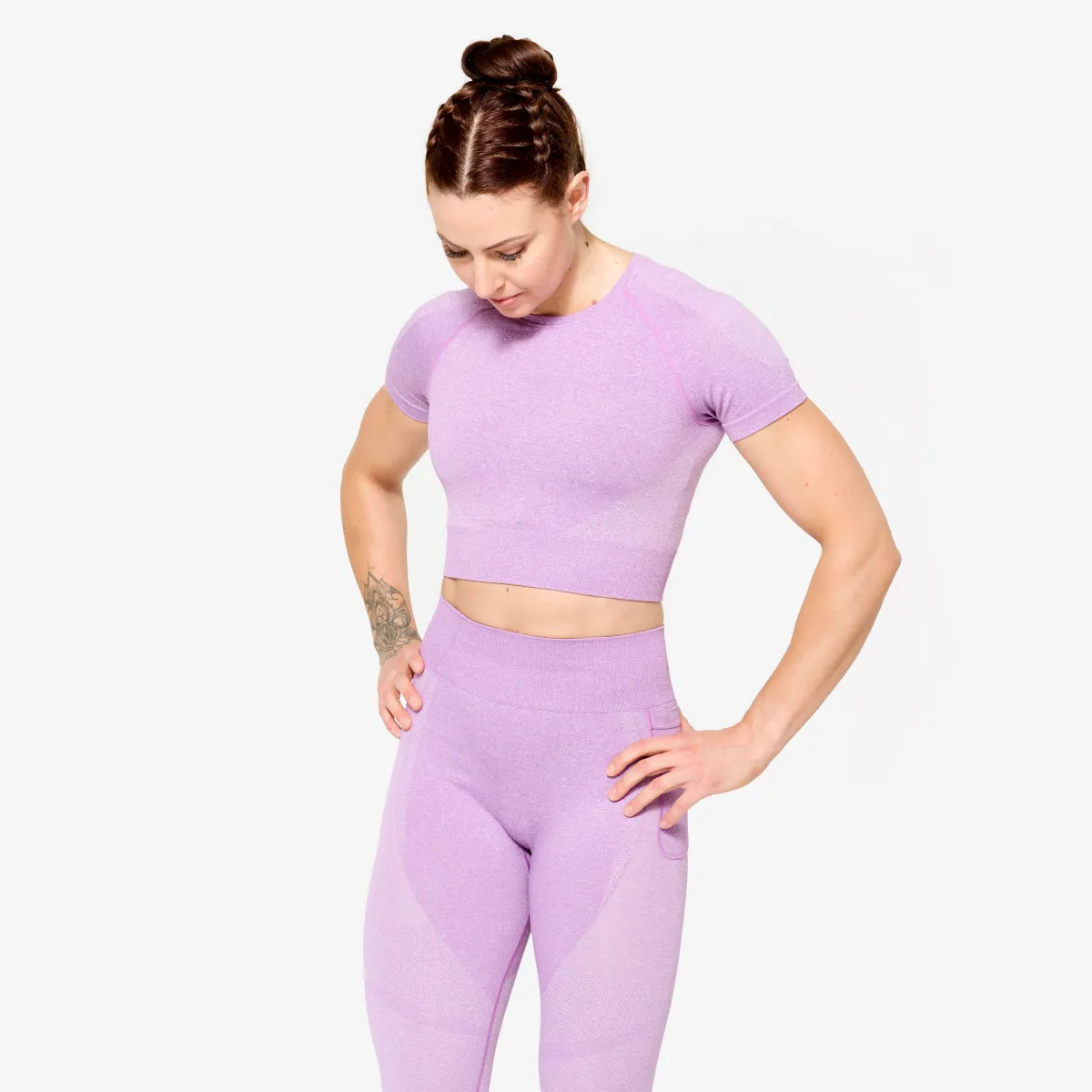 Roze bešavna kratka majica za fitnes