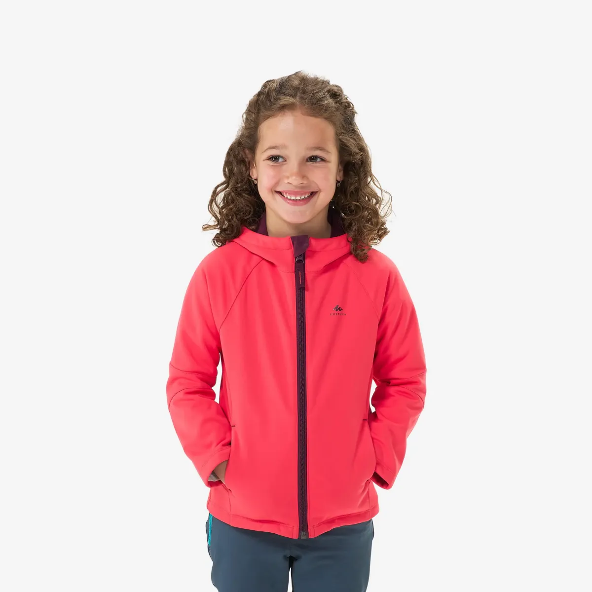 Roze dečja jakna softshell za planinarenje (od 2 do 6 godina)