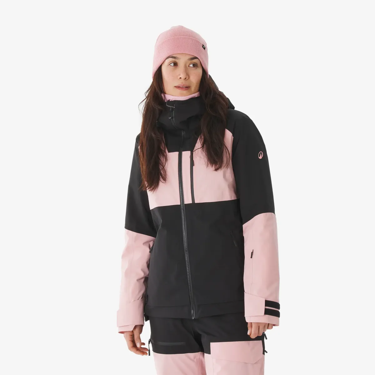 Roze ženska topla i prozračna jakna za skijanje i snoubording 500 AM