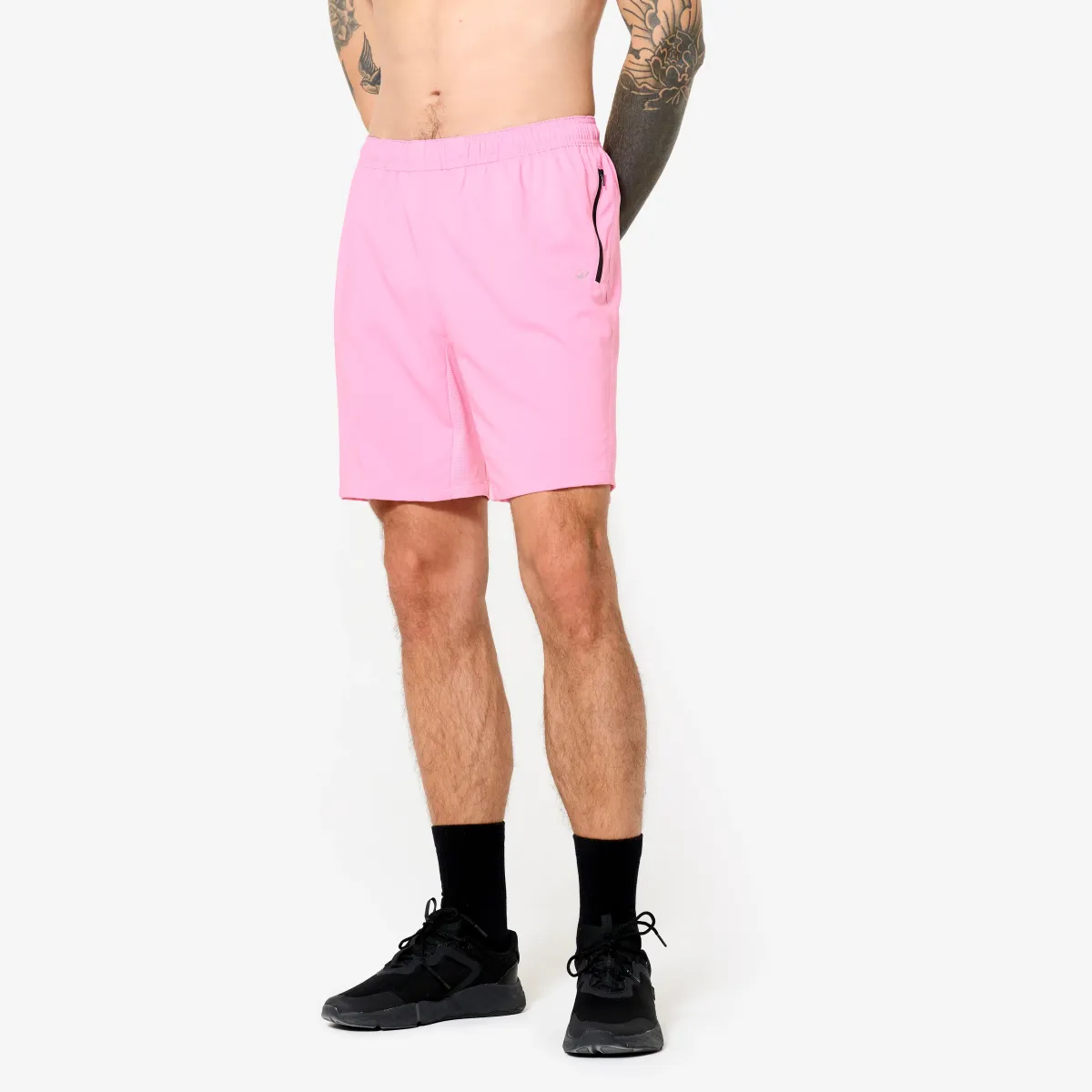 Roze muški šorts sa džepovima i rajsferšlusima za fitnes