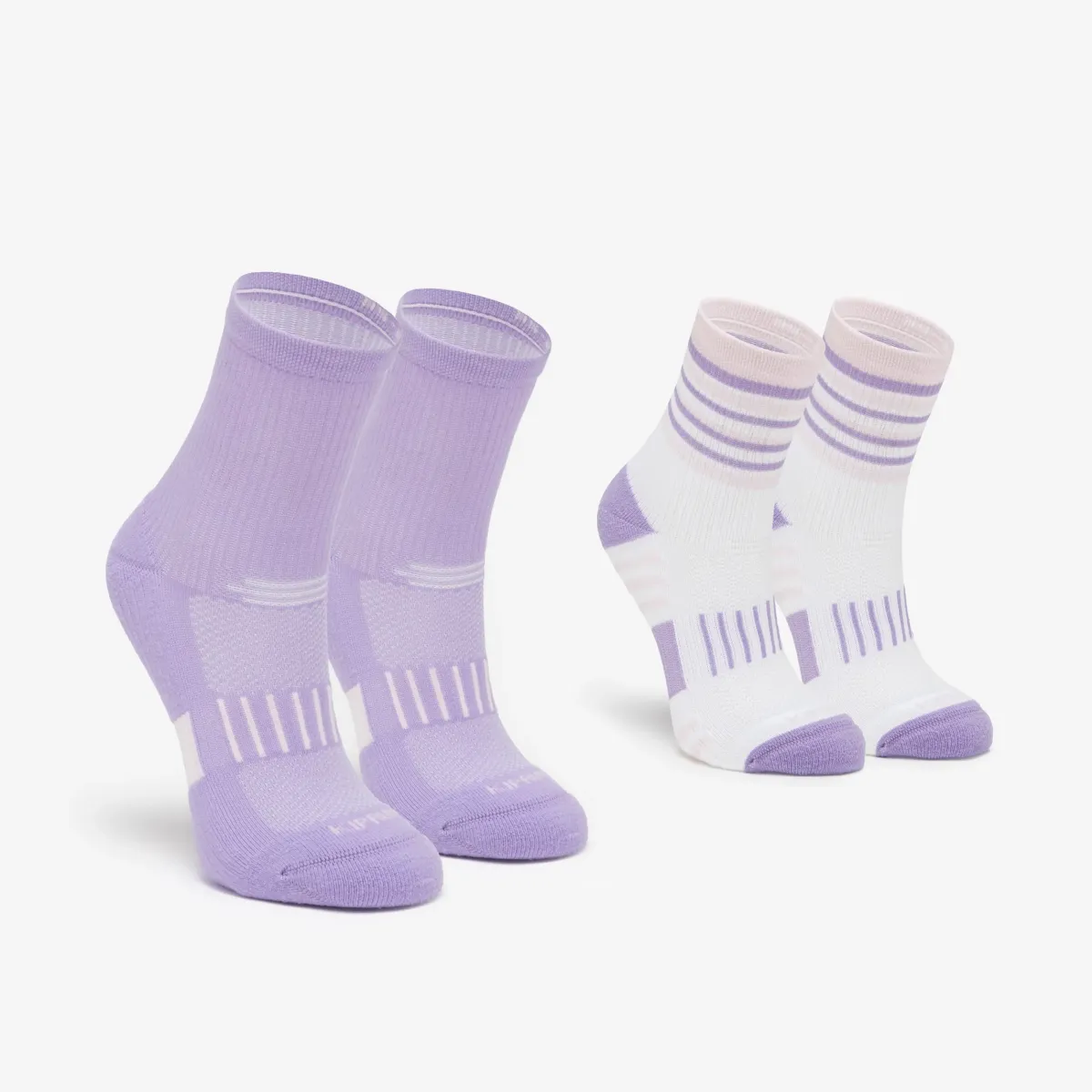 Ružičasto-lila dečje čarape za trčanje COMFORT KIPRUN 500 MID (2 para)