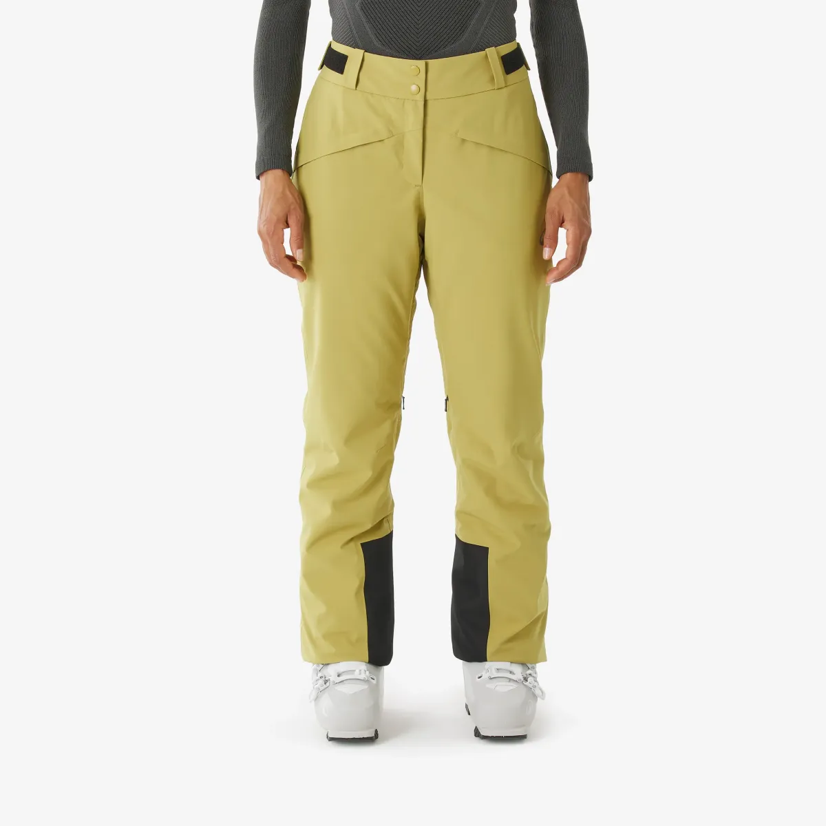 Zelene ženske tople i dišljive pantalone za skijanje i snoubording 500